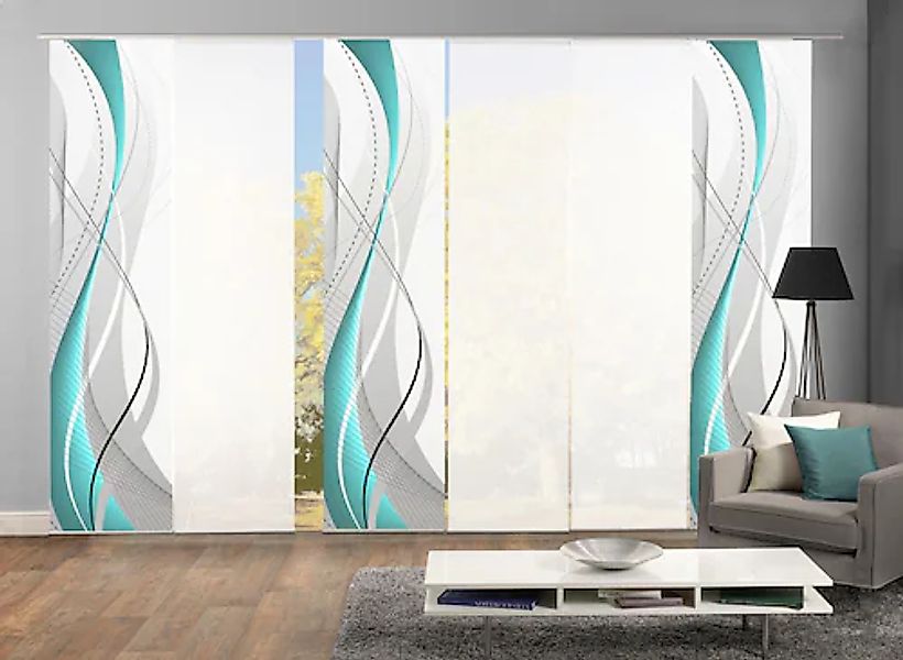 HOME WOHNIDEEN Schiebegardine »WUXi« Klettband 6 Stk. tlg. HxB: 245x60, ink günstig online kaufen