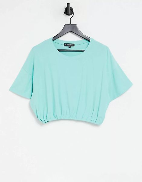 In The Style – Geripptes, kurz geschnittenes T-Shirt in Minzgrün günstig online kaufen