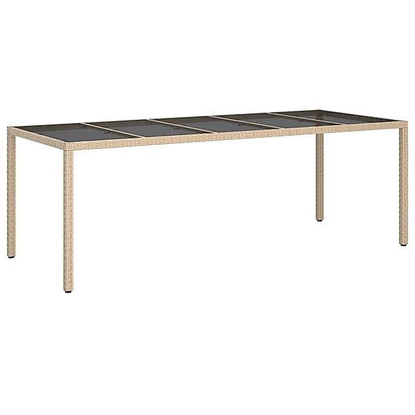 vidaXL Gartentisch Beige 250x100x75 cm Hartglas und Poly Rattan 316728 günstig online kaufen