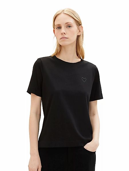 TOM TAILOR Rundhalsshirt mit Herzmotiv als günstig online kaufen