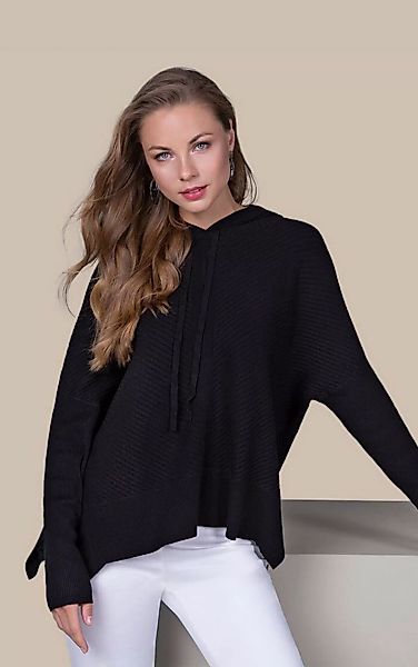 Passioni Strickpullover Oversize-Pullover mit asymmetrischem Saum und Flede günstig online kaufen