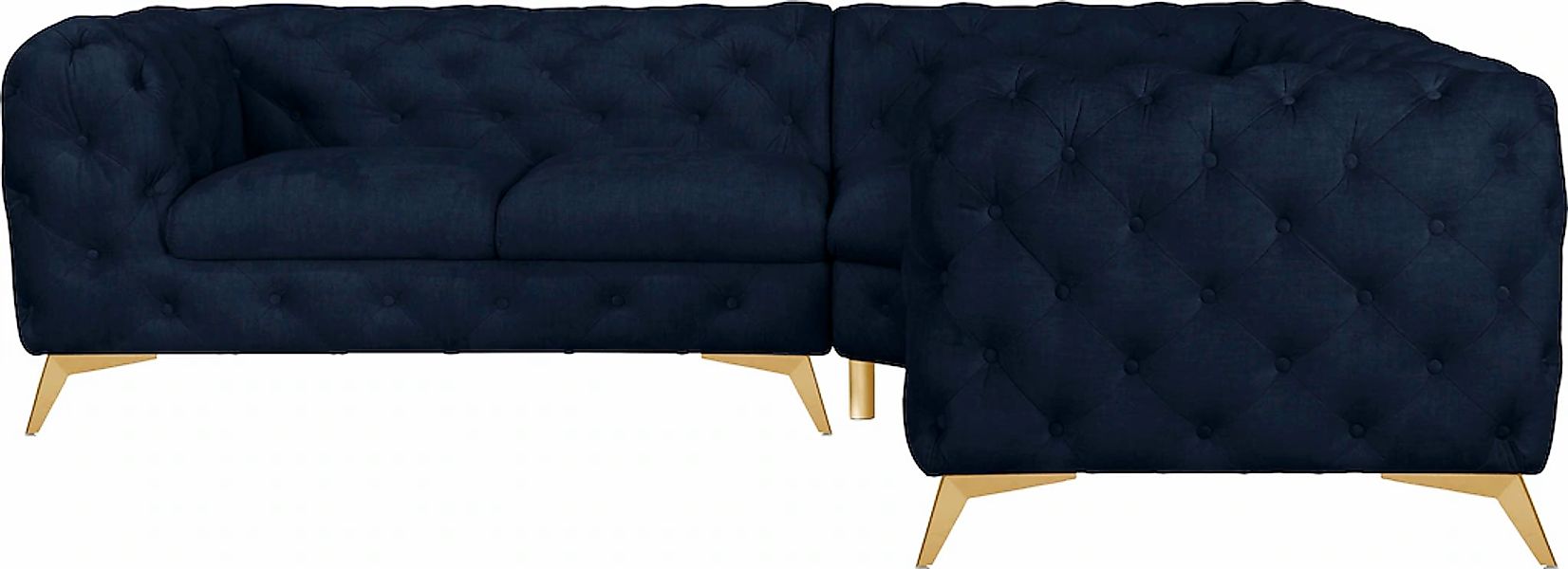 Leonique Chesterfield-Sofa "Ecksofa GLYNIS L-Form mit Wellenunterfederung, günstig online kaufen