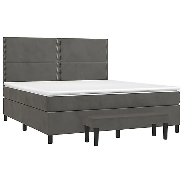 vidaXL Boxspringbett mit Matratze Dunkelgrau 180x200 cm Samt 3137798 günstig online kaufen