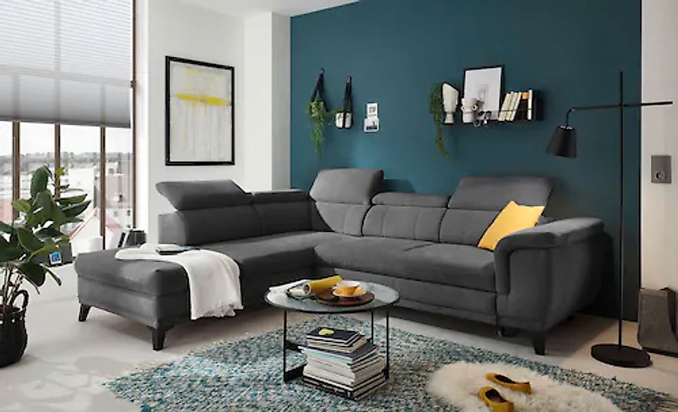 ED EXCITING DESIGN Ecksofa »Albany L-Form«, mit Bettfunktion, Bettkasten & günstig online kaufen