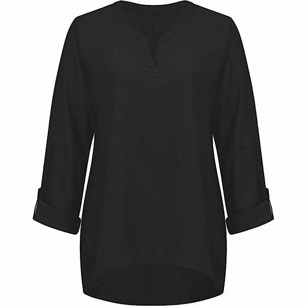 ZWY Hemdbluse Damen-Leinenbluse, Sommertunika, V-Ausschnitt-Bluse in großen günstig online kaufen