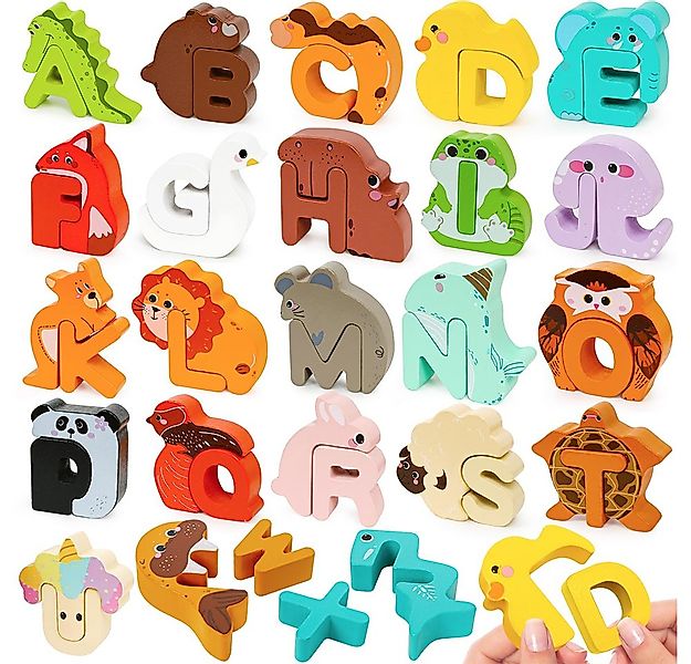CLTYQ Puzzle Pärchen-Spiel, Holzpuzzle mit Tieren und Buchstaben für Kleink günstig online kaufen