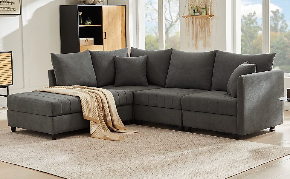 Flieks Ecksofa L-förmiges Sofa mit umwandelbarem günstig online kaufen