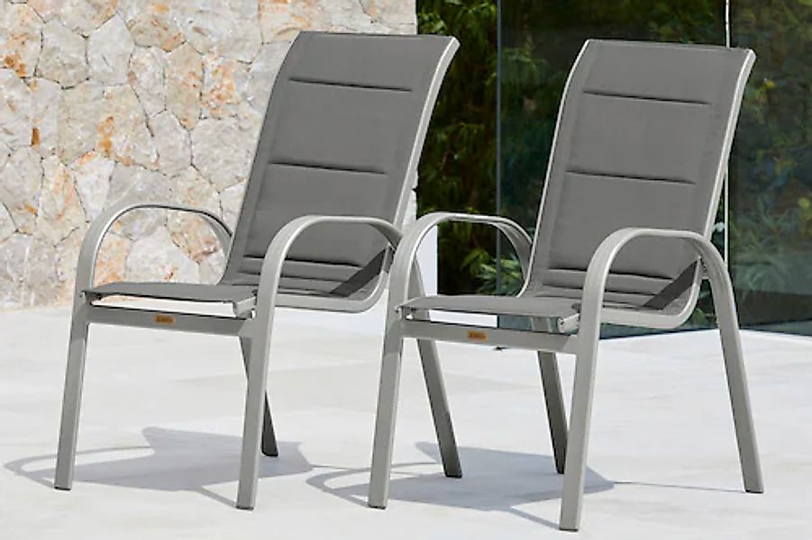 MERXX Stapelstuhl »Amalfi Deluxe« (Set) 2 Stk. 2er Set, Alu/Textil, stapelb günstig online kaufen