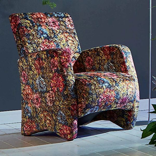 Bunter Wohnzimmer Sessel mit Blumen Motiv 70 cm breit günstig online kaufen