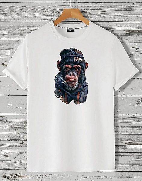 RMK T-Shirt T-Shirt Herren T-Shirt Basic Rundhals Affe Smoke Zigarette Cool günstig online kaufen
