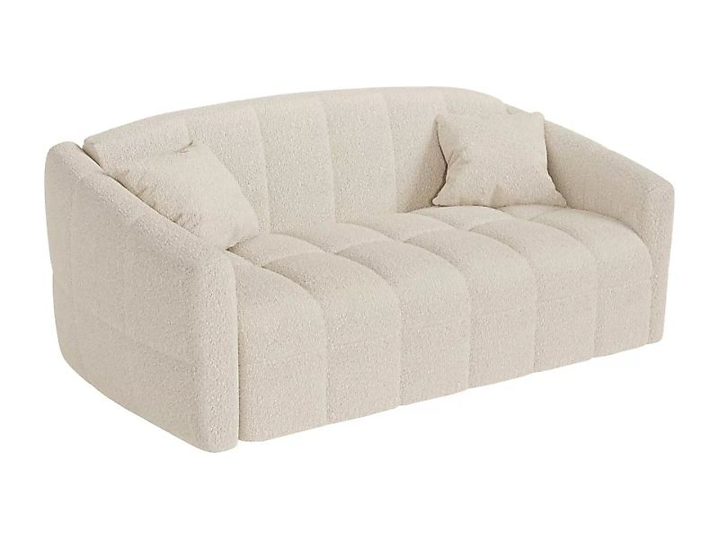 Sofa 3-Sitzer mit Schlaffunktion - Bouclé-Stoff - Cremefarben - Matratze 14 günstig online kaufen