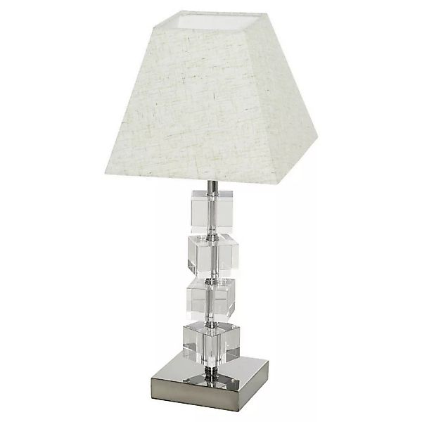 HOMCOM Tischlampe mit Kristallsockel cremeweiß Metall Polyester Klarglas B/ günstig online kaufen