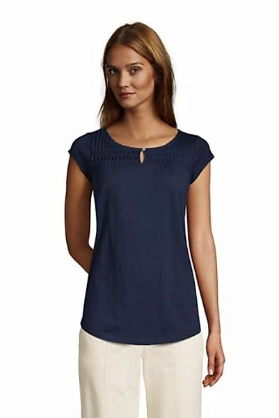 Shirt mit Biesen in Petite-Größe, Damen, Größe: M Petite, Blau, Polyacryl, günstig online kaufen