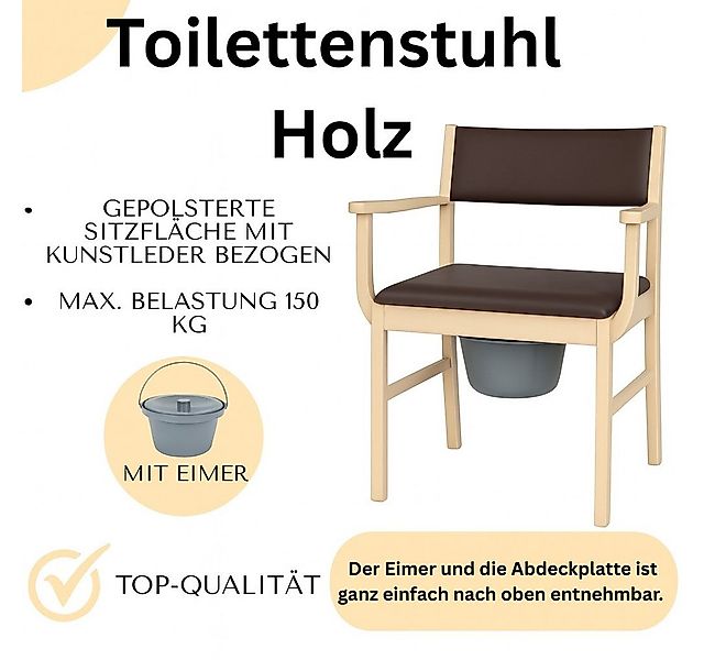 Sundo Homecare Toiletten-Stuhl Toilettenstuhl Holz hell, gepolstert, mit Ei günstig online kaufen