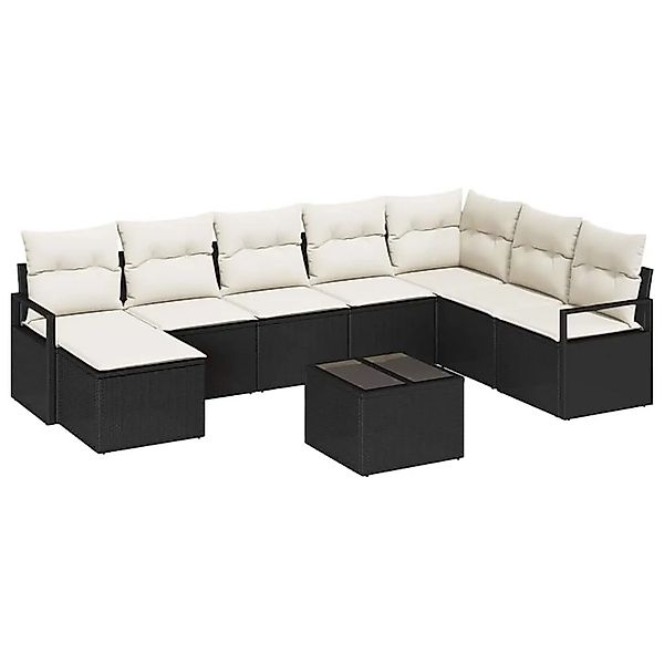 vidaXL Sofa Set mit Kissen 9-Tlg Braun und Creme Poly-Rattan 3355176 günstig online kaufen