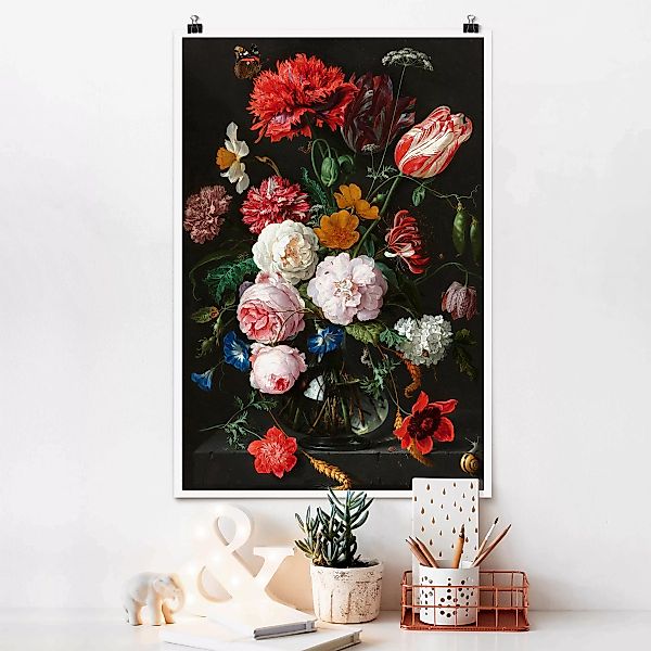 Poster - Hochformat Jan Davidsz de Heem - Stillleben mit Blumen in einer Gl günstig online kaufen