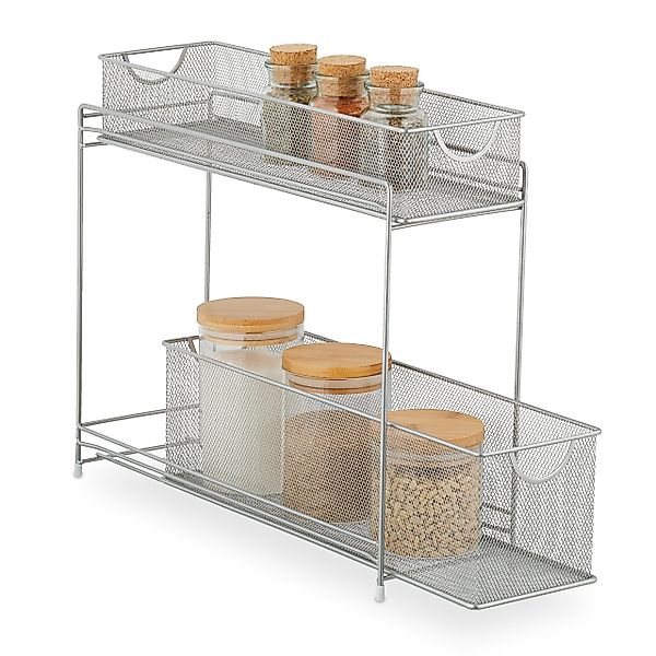 relaxdays Küchenregal Metall Küchenschrank Organizer, Silber günstig online kaufen