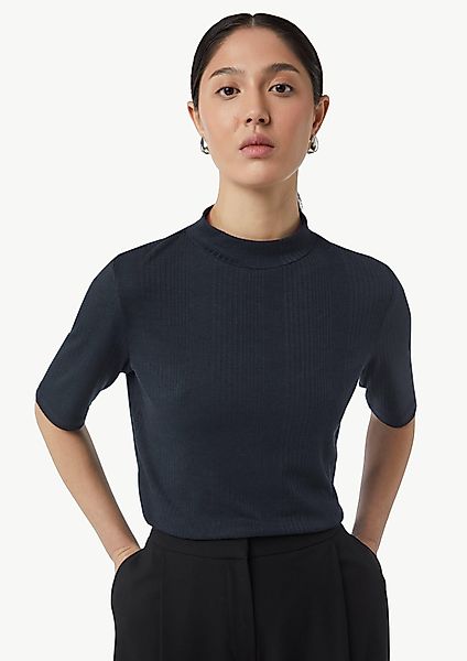 Comma Kurzarmshirt Geripptes Jersey-Shirt mit Stehkragen günstig online kaufen