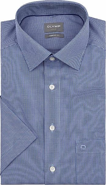 OLYMP Hemd  Luxor Kurzarm Karo Royal Blau - Größe 39 günstig online kaufen