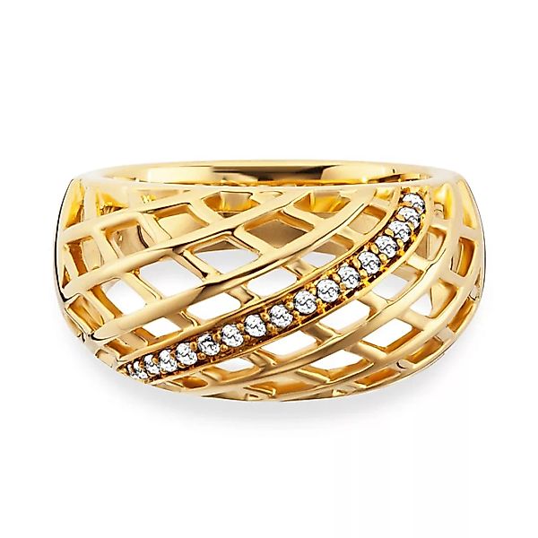 CAÏ Fingerring "925/- Sterling Silber vergoldet Topas Gitterstruktur" günstig online kaufen