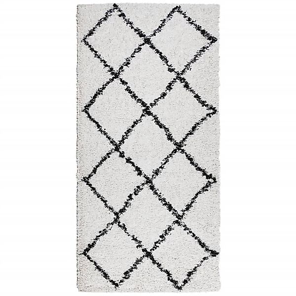 vidaXL Teppich Shaggy Hochflor Modern Creme Und Schwarz 100x200 Cm 1957865 günstig online kaufen