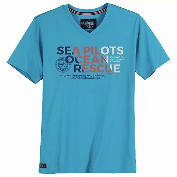 redfield V-Shirt Große Größen Herren T-Shirt V-Neck azurblau SEA PILOTS Red günstig online kaufen
