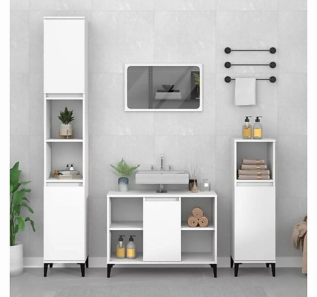 vidaXL Badezimmerspiegelschrank Waschbeckenunterschrank Weiß 80x33x60 cm Ho günstig online kaufen