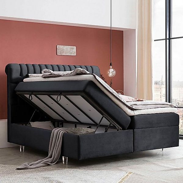 BettCo Stauraumbett Boxspringbett mit Bettkasten Chester (in Schwarz Samt, günstig online kaufen