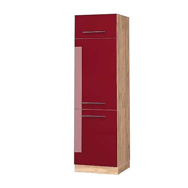 Vicco Kühlumbauschrank Fame-Line, Bordeaux Hochglanz/Goldkraft Eiche, günstig online kaufen