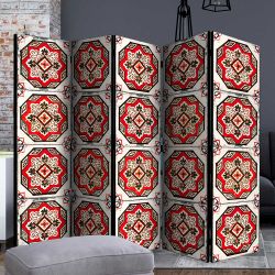 Paravent Trennwand mit Kachelmuster Rot Weiß Schwarz günstig online kaufen