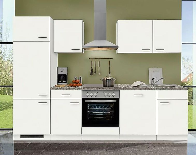 Einbauküche MANKAWHITE 4 in Weiß - Schränke montiert/ Küchenzeile 280 cm mi günstig online kaufen