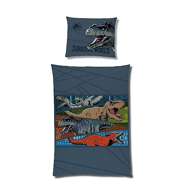 Familando Kinderbettwäsche Jurassic World Dinosaurier 135x200 80x80 cm Flee günstig online kaufen