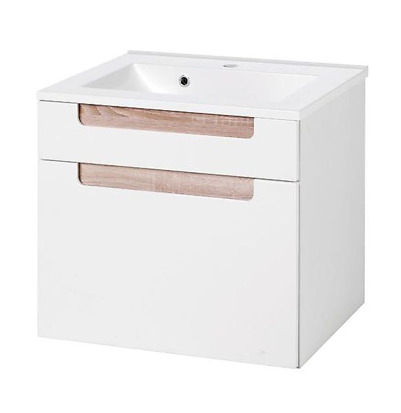 Waschtisch 60 inkl Waschbecken Siena von Held Möbel Weiss Hgl / Eiche Sonom günstig online kaufen