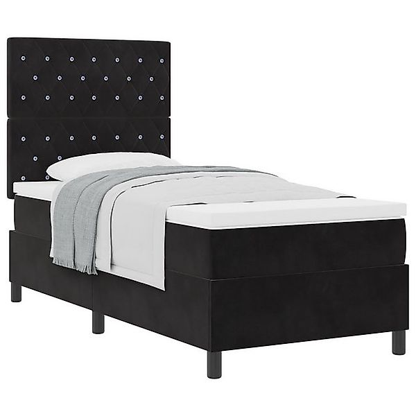 vidaXL Bett Boxspringbett mit Matratze Schwarz 90x200 cm Samt (1-tlg) günstig online kaufen