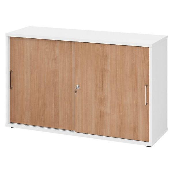 bümö Aktenschrank office Schiebetürenschrank Dekor: Weiß/Nussbaum - Griffe: günstig online kaufen