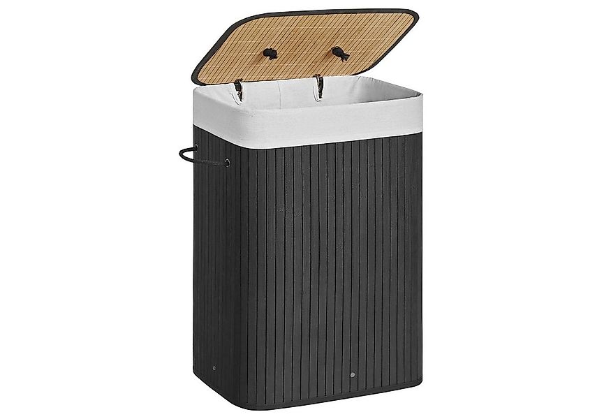 SONGMICS Wäschekorb, mit Deckel, 72 L, Wäschekorb aus Bambus, faltbar, mit günstig online kaufen
