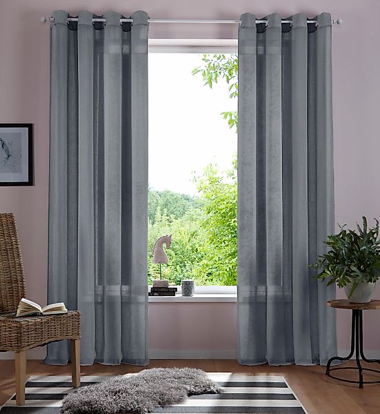 Home affaire Gardine "Mara" Ösen 1 Stk. tlg. transparent, Leinen Optik, mon günstig online kaufen