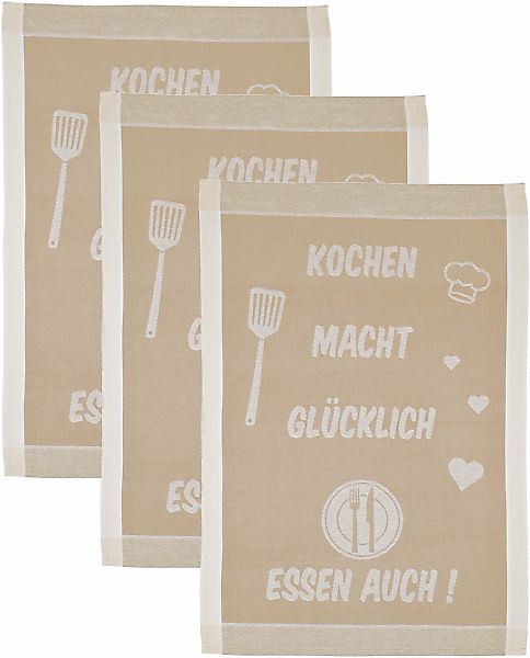 ROSS Geschirrtuch "Kochen macht glücklich... Essen auch" Sprüchetuch, aus 1 günstig online kaufen