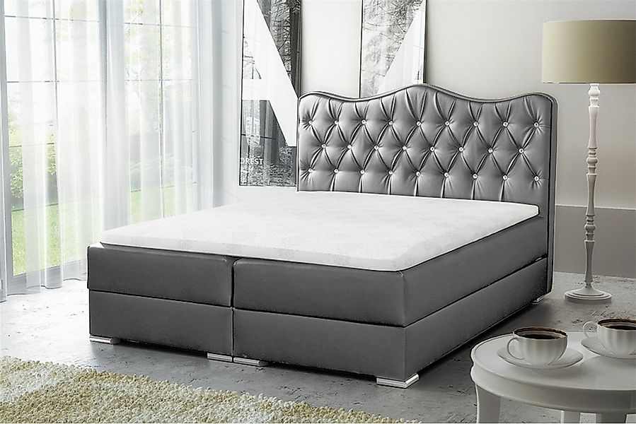 Fun Möbel Boxbett Schlafzimmerbett SULTAN in Kunstleder "Madryt" Hellgrau ( günstig online kaufen