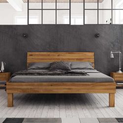 Holzbett aus Wildeiche Massivholz modern günstig online kaufen