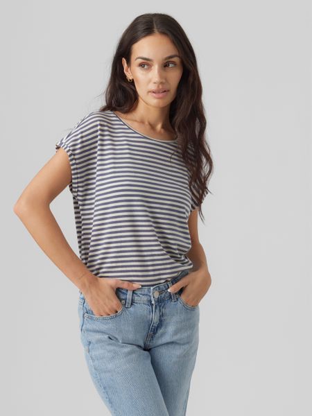 Vero Moda Rundhalsshirt "VMAVA PLAIN SS TOP STRIPE GA JRS NOOS" günstig online kaufen
