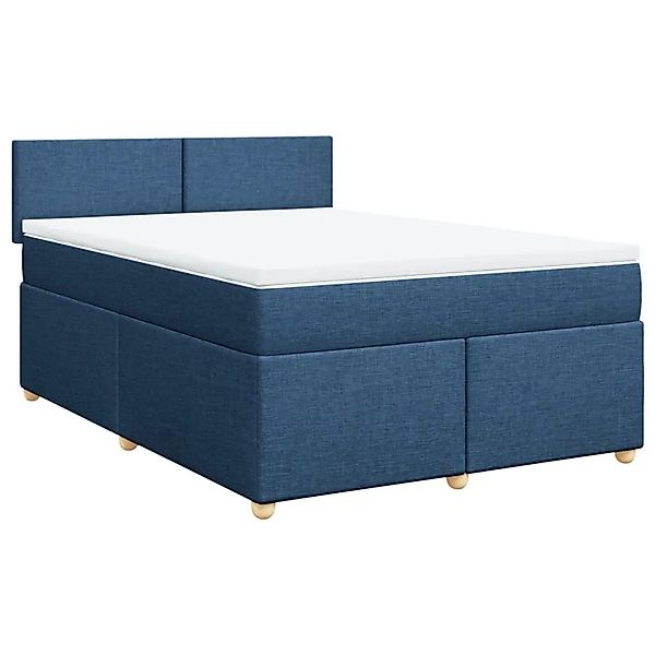 vidaXL Boxspringbett mit Matratze Blau 160x200 cm Stoff 3289030 günstig online kaufen