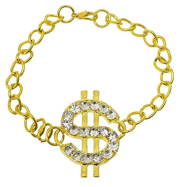 Funny Fashion Kostüm Armband mit Dollar Zeichen und Strass - Gold günstig online kaufen