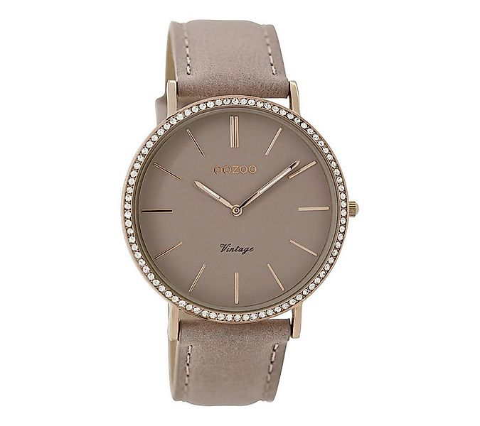 OOZOO Quarzuhr Vintage Damenuhr C8886 IP-Rose Lederband Rosa 40 mm C8886 günstig online kaufen