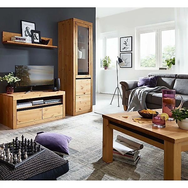 Wohnzimmer Set Massivholz mit Couchtisch 70x70 cm WILSON-69 in Kiefer massi günstig online kaufen