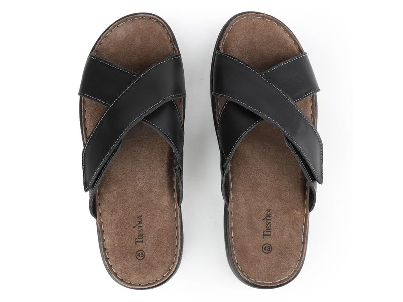 TIESTRA Herren Leder-Sandalen mit Klettverschluss,Offener Zeh,Weiche günstig online kaufen