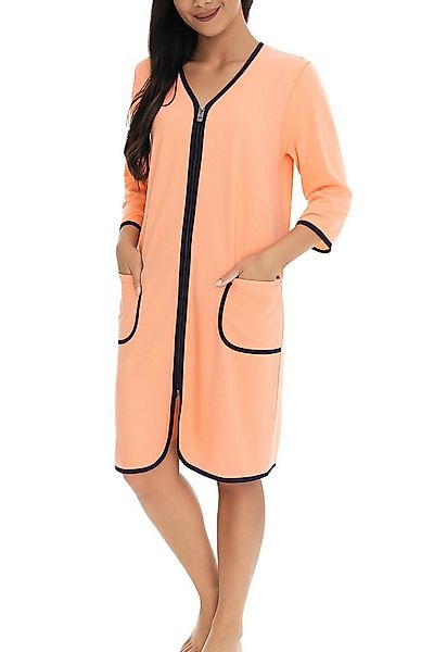 Aquarti Damenbademantel Damen Bademantel Morgenmantel Reißverschluss Hausma günstig online kaufen