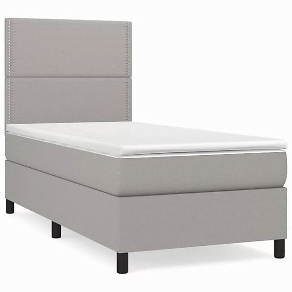 vidaXL Boxspringbett Boxspringbett mit Matratze Hellgrau 90x200 cm Stoff Be günstig online kaufen