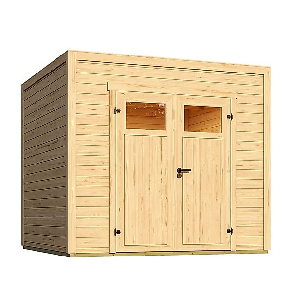 Weka Gartenhaus Batu 2 Flachdach Doppeltür Natur 250 cm x 250 cm günstig online kaufen