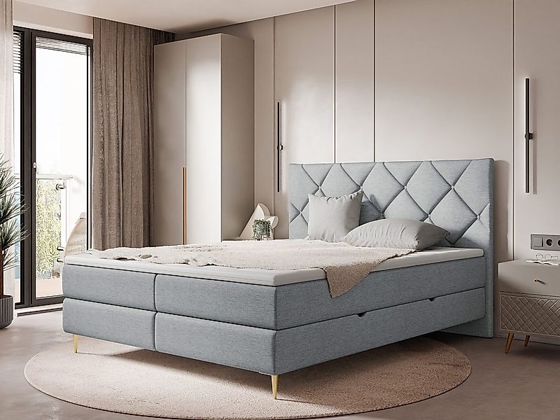 MIRJAN24 Boxspringbett Letra (mit zwei Bettkästen), Metallfüße, Härtegrad H günstig online kaufen